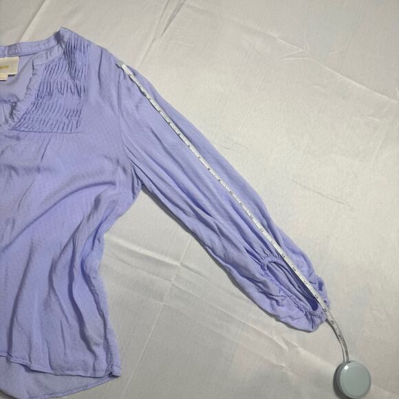 Maeve Pintuck Button Blouse Lavender Women’s 6 Peasant Cottagecore Puff Boho - Picture 6 of 16
